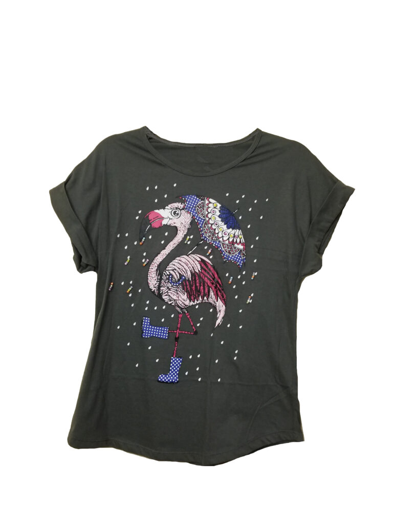 Beaded Flamingo Tee $25.00