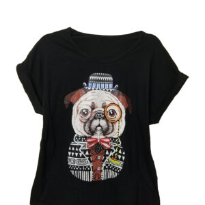 Beaded Pug Tee - Black