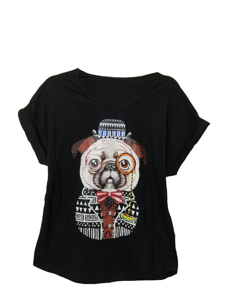 Beaded Pug Tee $25.00