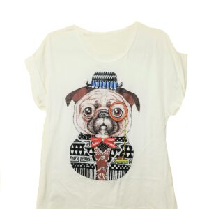 Beaded Pug Tee - White