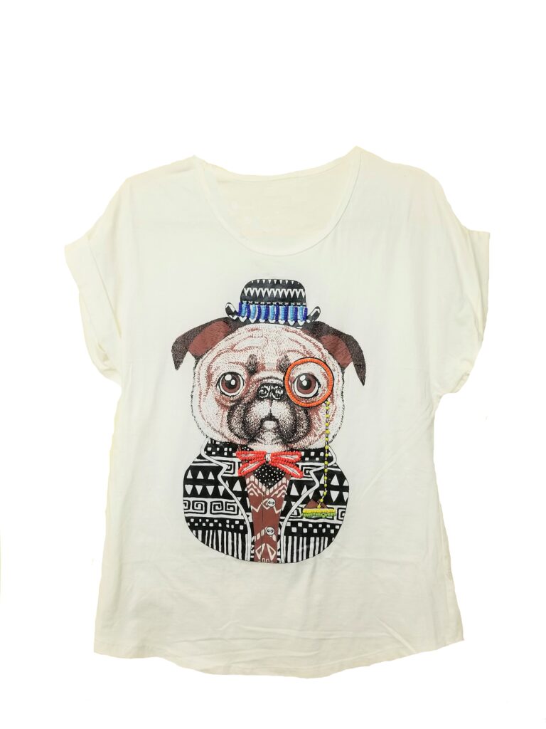 Beaded Pug Tee $25.00