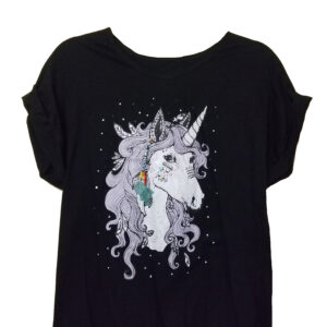Beaded Unicorn Tee- Black