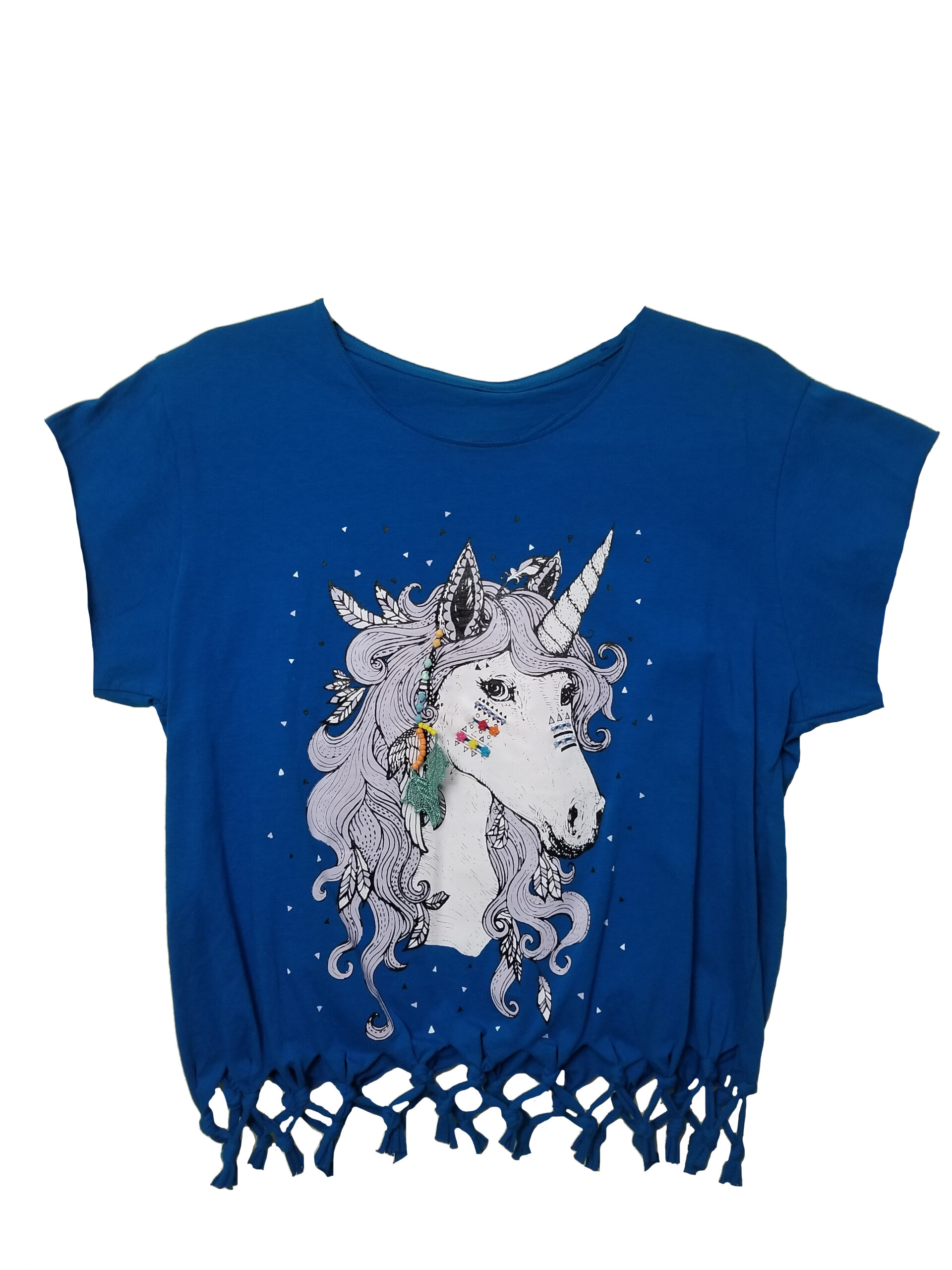 Beaded Unicorn Fringe Tee $25.00