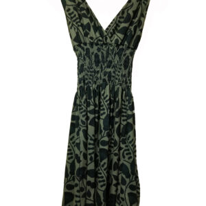 Dark Green V Line Sun Dress
