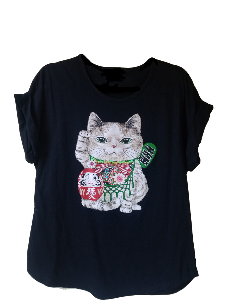 Beaded Lucky Cat Tee $25.00