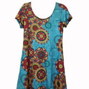 Cap Sleeve Blue Sun Dress