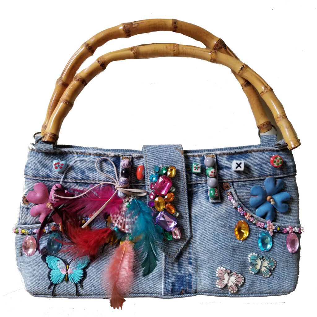 Bamboo Handle Jeans Bag $95.00