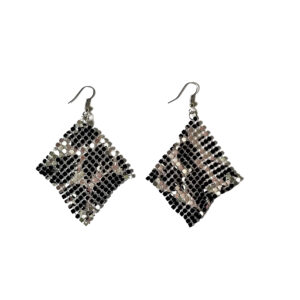 Black Silver Wavy Earrings