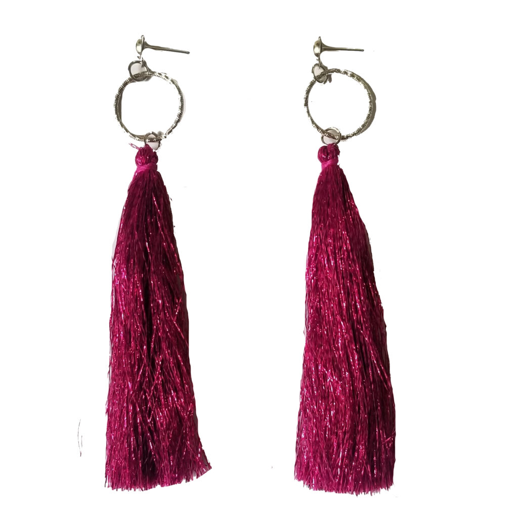 Hot Pink Fringy Earrings $10.00