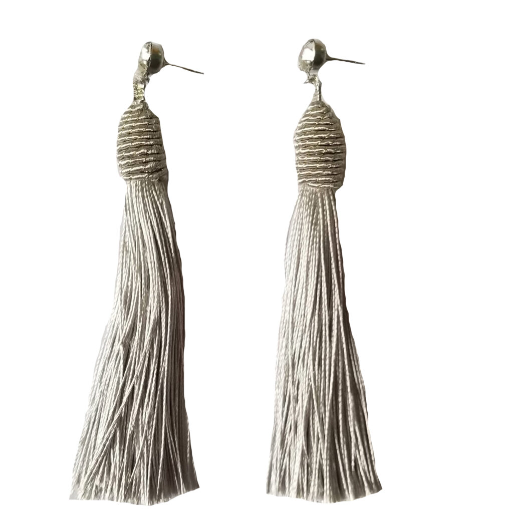 Silver Fringy Earrings $10.00